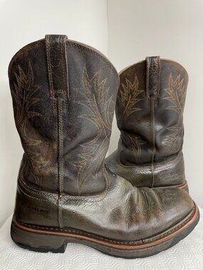 Ariat Work Men's Sierra Waterproof Western Boots Soft Toe Brown Leather 10 D